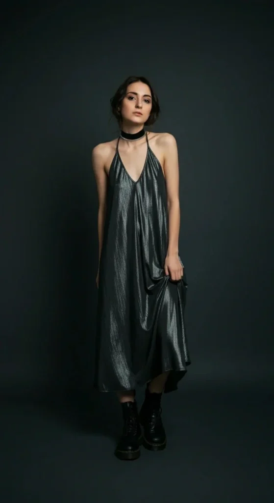 Halter Dress with Combat Boots