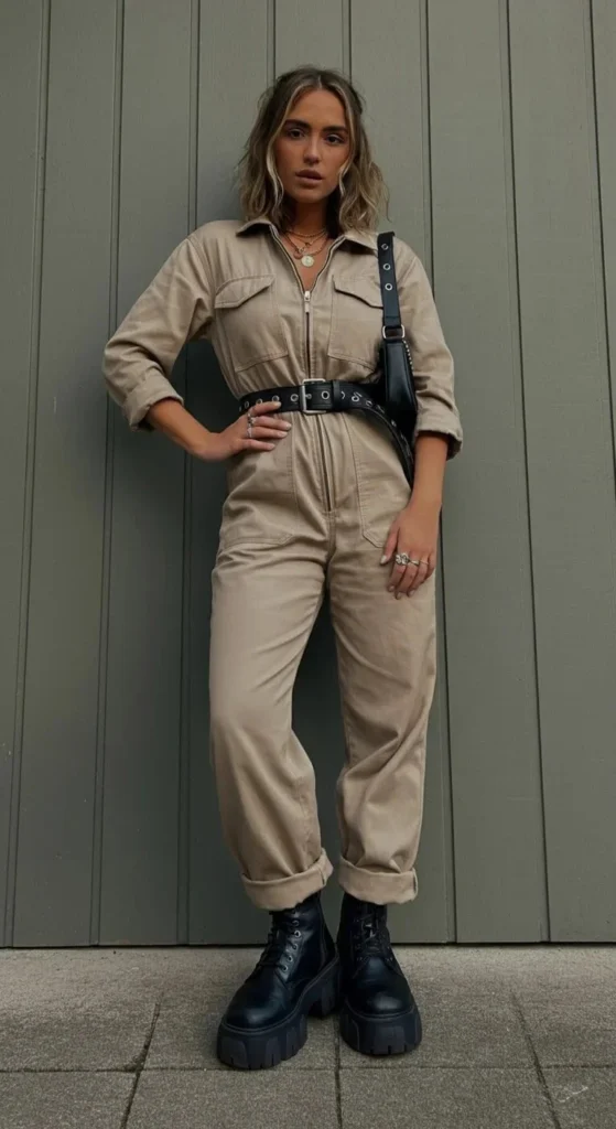 Utility Jumpsuit and Statement Boots