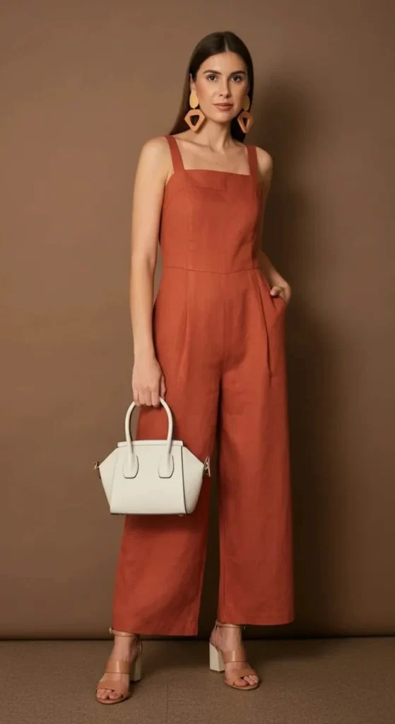 Wide-Leg Jumpsuit with Architectural Accessories