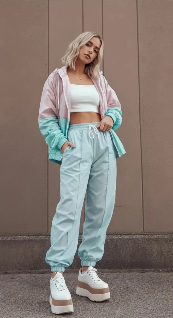 Color-Block Windbreaker Set