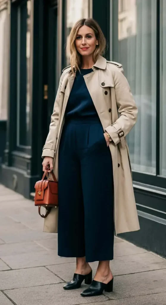 Wide-Leg Jumpsuit with Trench Coat